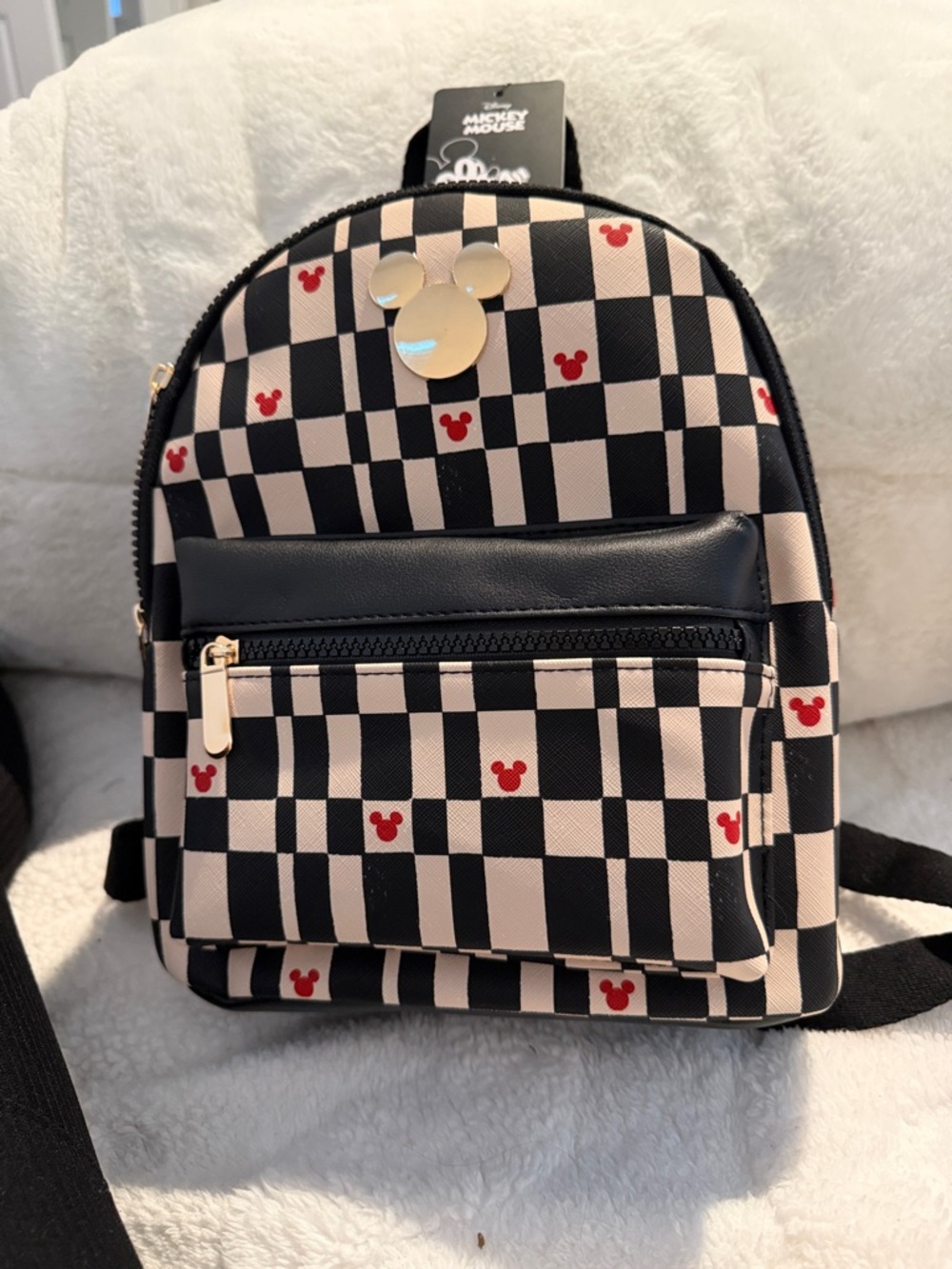 Mini Checkerboard Mickey Backpack - Black & Cream
